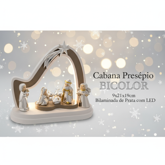 Banner Cabana Presépio Bicolor 9x21x19cm - Redes Sociais