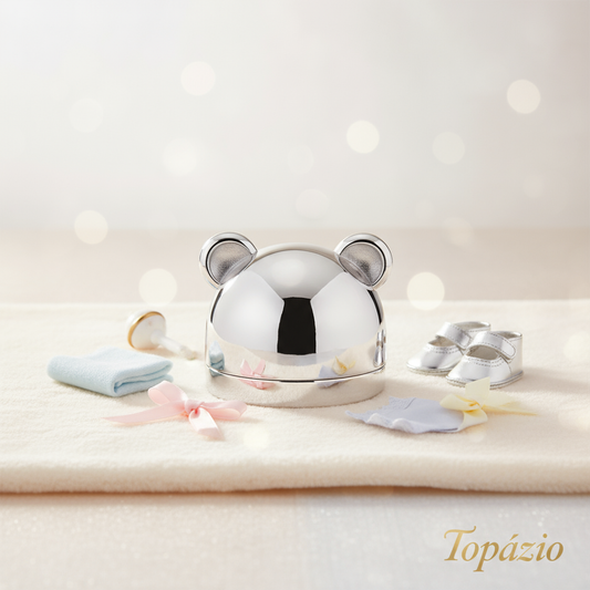 Banner Caixa Lembrança de Bebê Urso Prateada - Topázio
