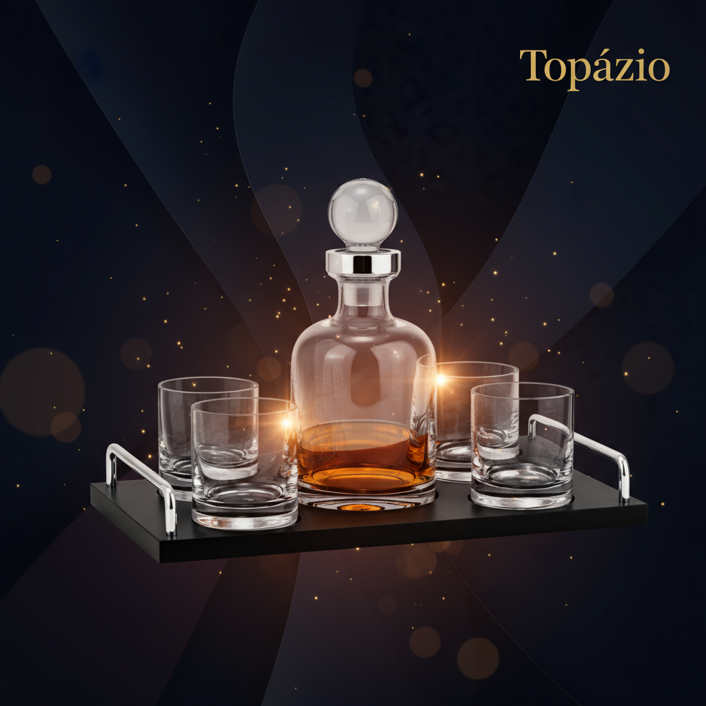 Banner Carmo Joalheiros - conjunto de whisky bristol 5 peças vidro