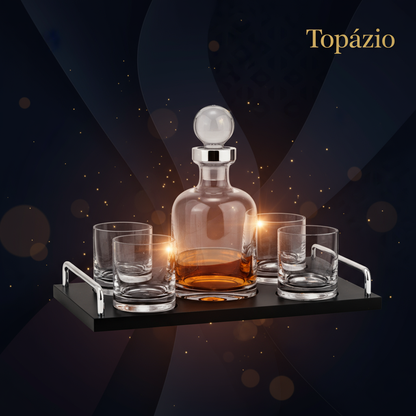 Banner Carmo Joalheiros - conjunto de whisky bristol 5 peças vidro
