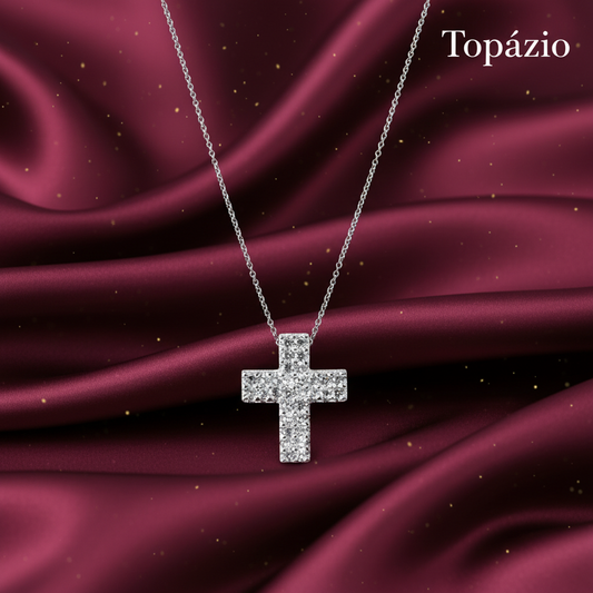 Banner Colar Cruz Cravada Divine - Topázio