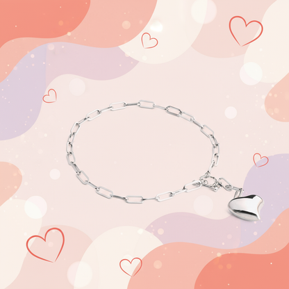 Banner Colar em aço com elos e coração cheio