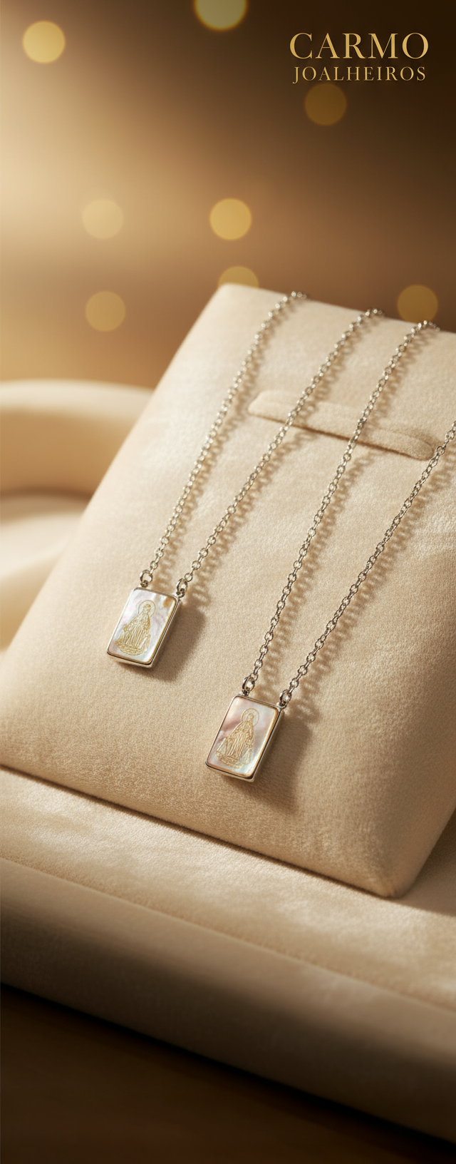 Banner Colar Escapulário com Madrepérola - Carmo Joalheiros