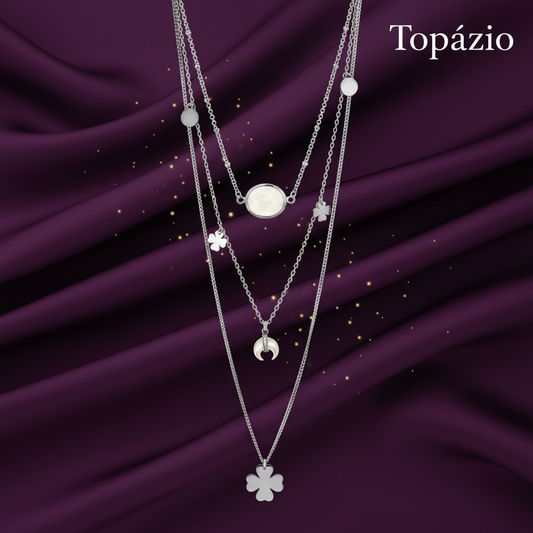 Banner Colar Triplo Trevo - Topázio