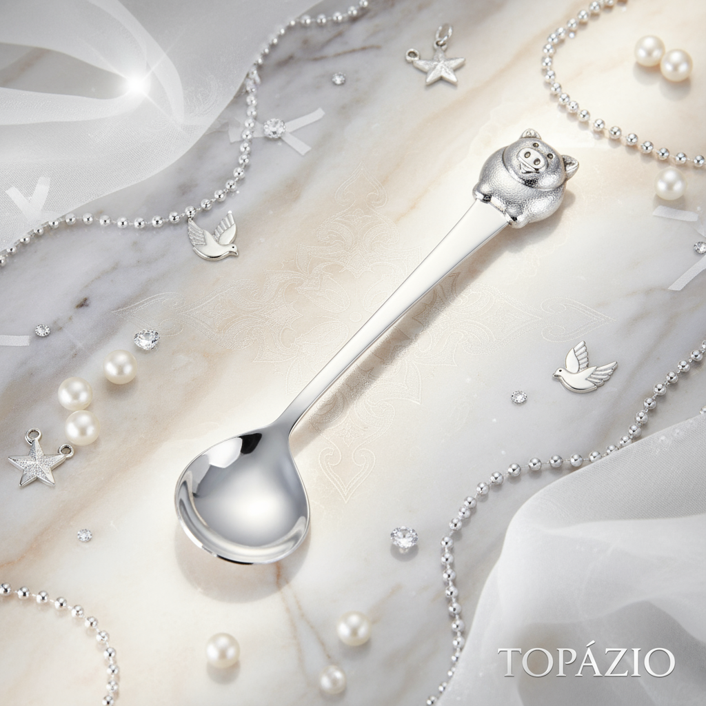 Banner Colher Bebé Prata 925 Porquinho