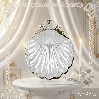 Banner Concha Batismo Prata Luxo Bless Grande