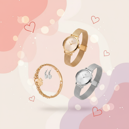 Banner Conjunto de jóias em aço - Gosto Muito de Ti - Trevo sem texto