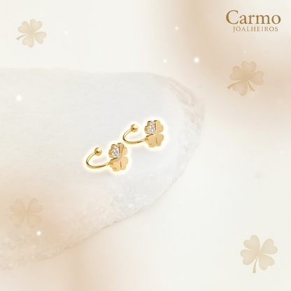 Banner Ear Cuff Trevo Aço Ajustável Cristais