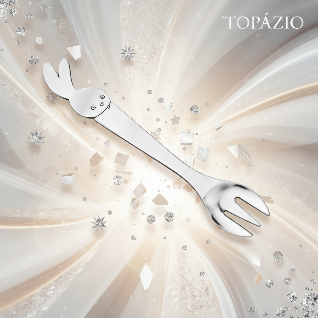 Banner Garfo Infantil Coelhinho Aço Inox