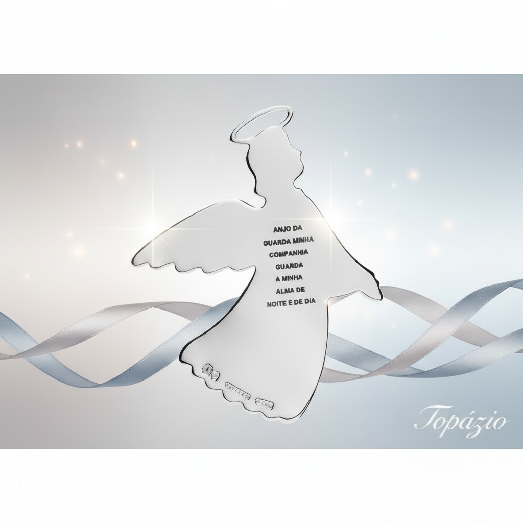 Banner Medalha Anjo da Guarda Prata Gravada - Topázio