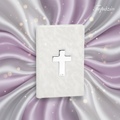 Banner Missal Cruz Prata Capa Branca Perolada Topázio
