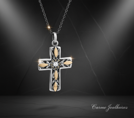 Banner Pendente Cruz Com Marcassites - Carmo Joalheiros
