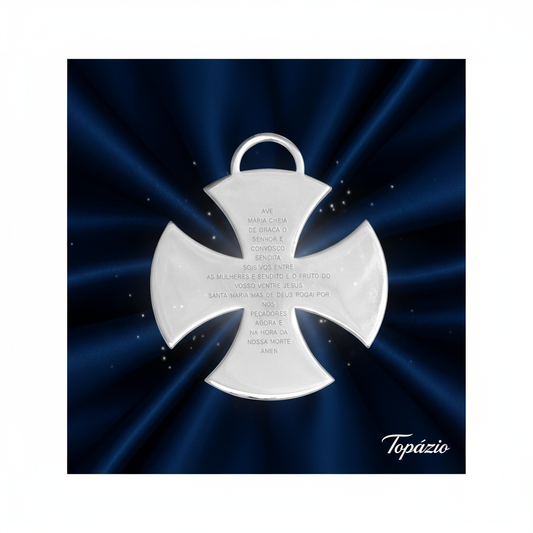 Banner Pendente Cruz de Malta Ave Maria Topázio