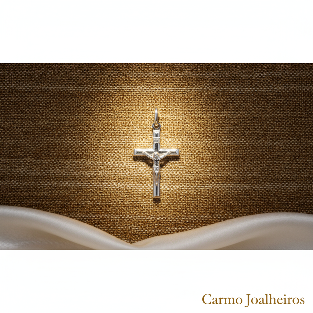 Banner Pendente Pequeno Cruz Com Cristo - Carmo Joalheiros