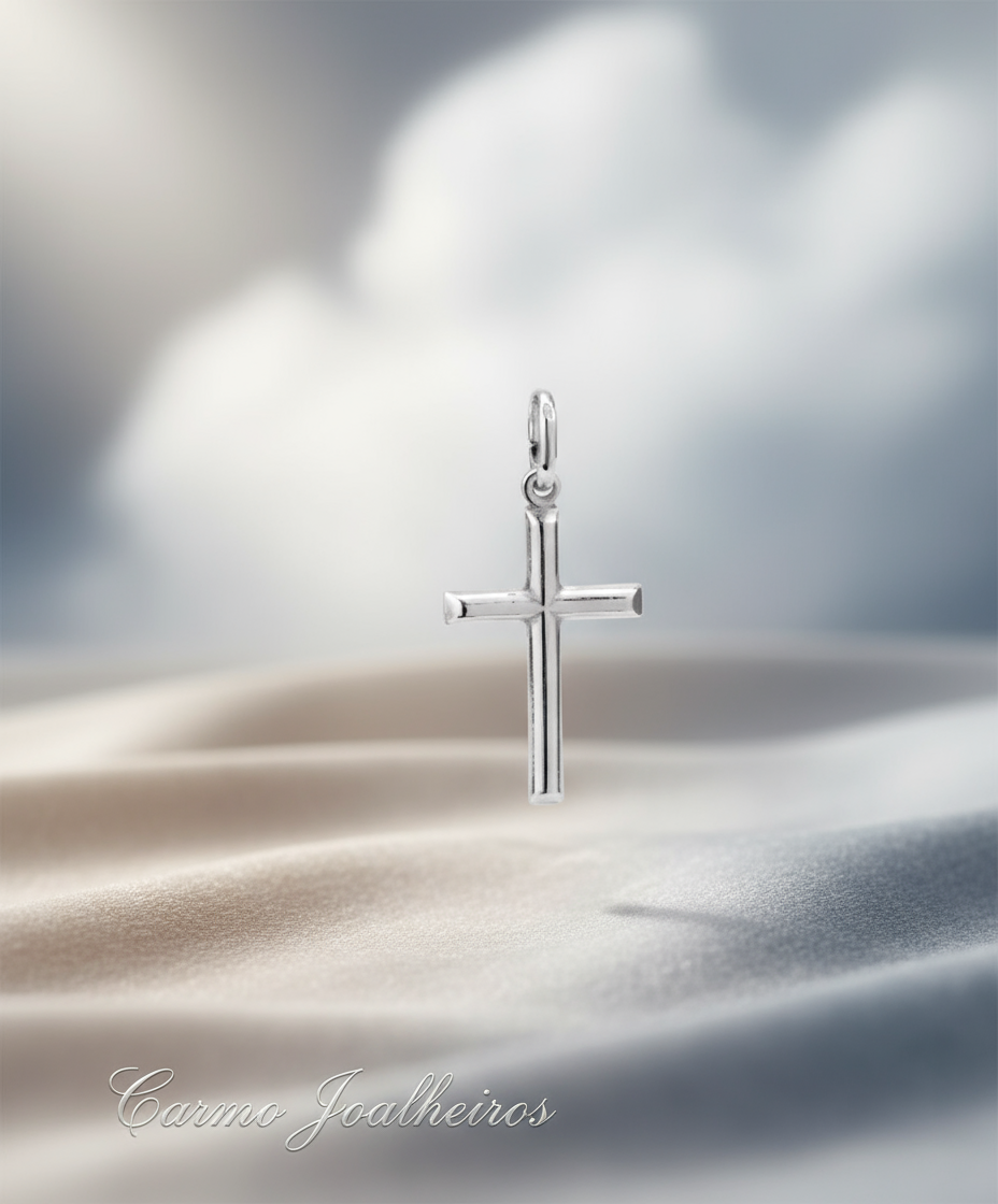 Banner Pendente pequeno Cruz em prata - Carmo Joalheiros