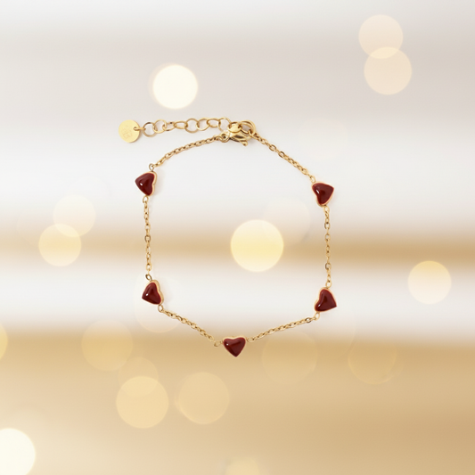 Banner Pulseira corações em aço