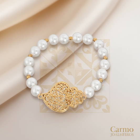 Banner Pulseira Pérolas Coração Viana Ouro