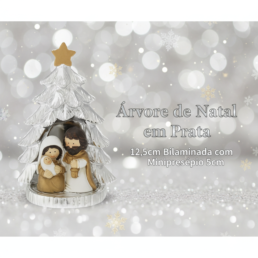 Banner Árvore de Natal em Prata 12,5cm - Redes Sociais
