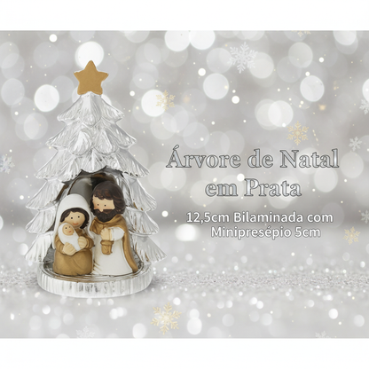 Banner Árvore de Natal em Prata 12,5cm - Redes Sociais