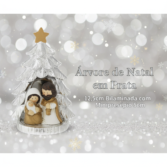 Banner Árvore de Natal em Prata 12,5cm - Redes Sociais