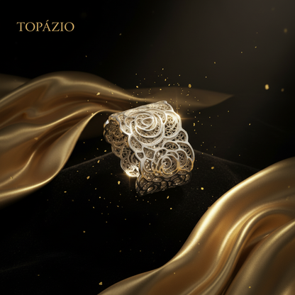 Banner Topázio 1874 Anel Filigrana com Rosas