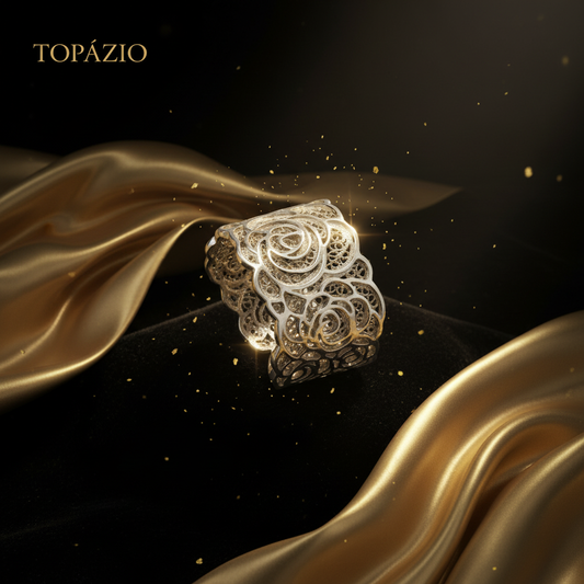 Banner Topázio 1874 Anel Filigrana com Rosas