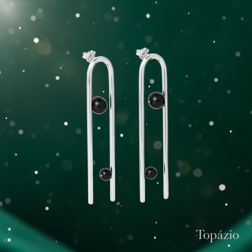 Banner Topázio - Brinco Clip Moderno Prata com Bolas