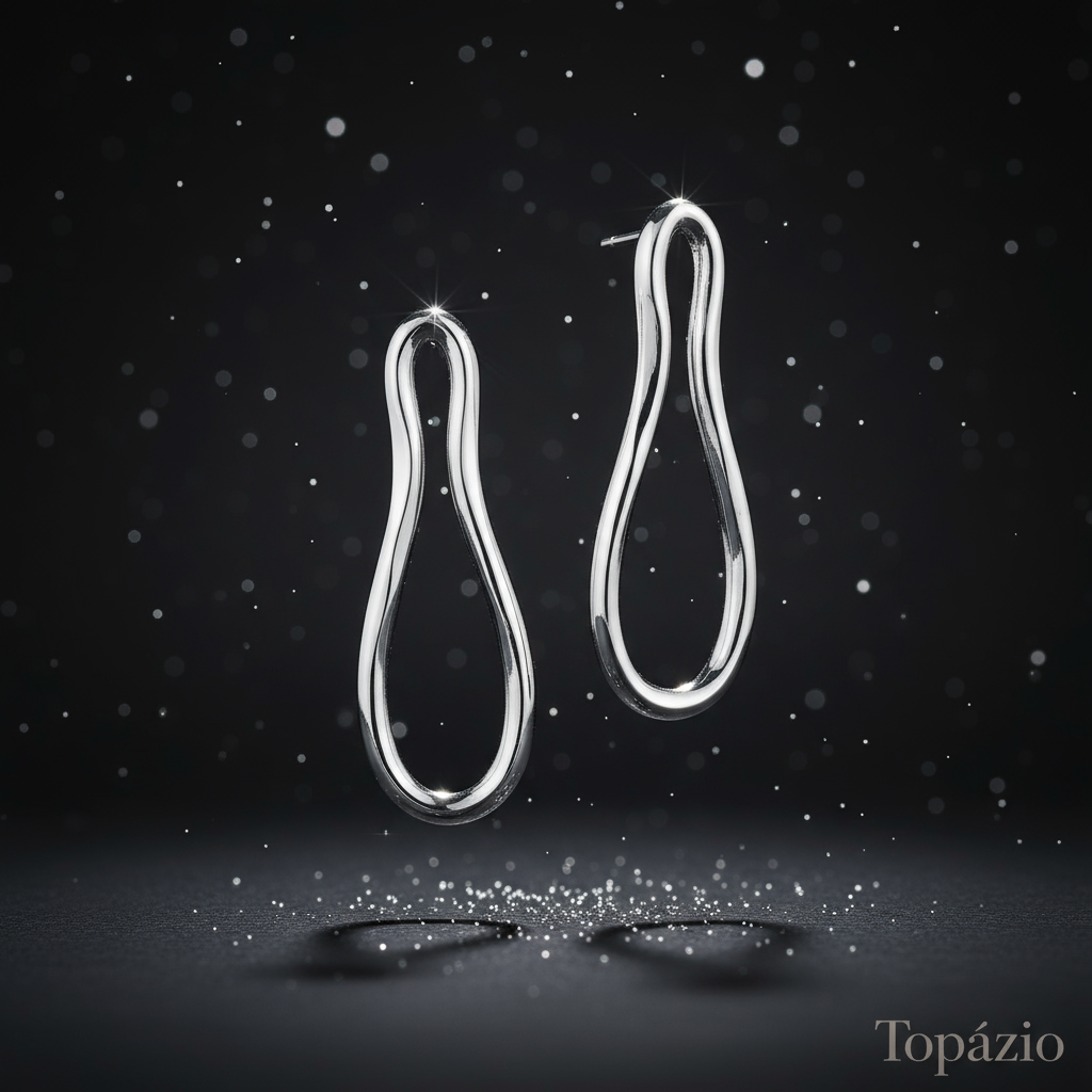 Banner Topázio - Brincos Femininos Modernos Prata 925 Gota