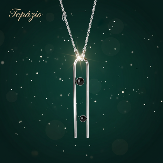 Banner Topázio - Colar Clip Feminino Prata com Ônix