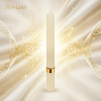 Banner Vela Batismo Dourada Anel Elegante