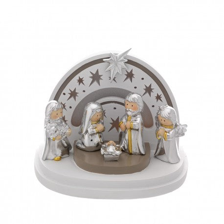 Cabana Presépio com LED e 5 Figuras | Prata Bilaminada 925 | Natal Luxo