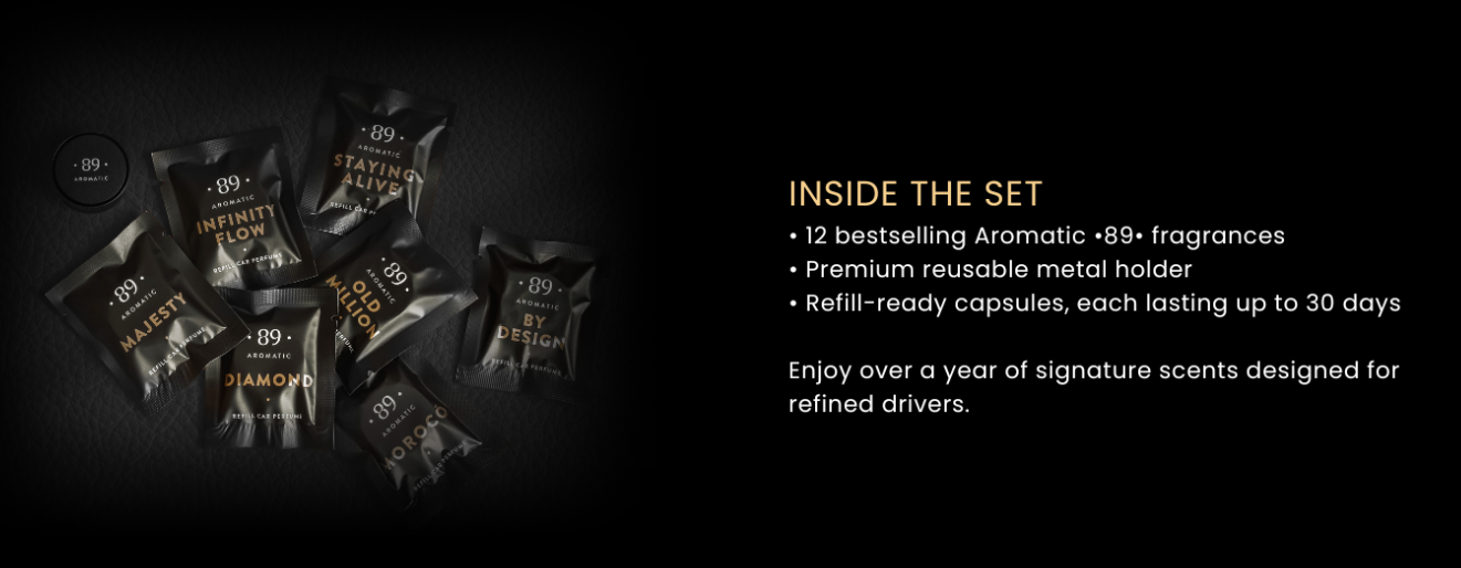 Conjunto Clipes Aromatizador para Ventilação Automotiva Premium COLEÇÃO INVERNO | AROMATIC•89• | Exclusivo Portugal