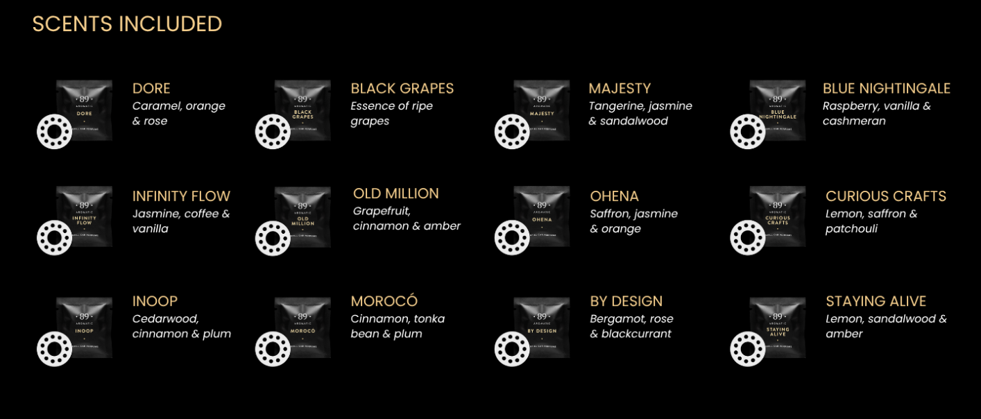 Conjunto Clipes Aromatizador para Ventilação Automotiva Premium COLEÇÃO INVERNO | AROMATIC•89• | Exclusivo Portugal