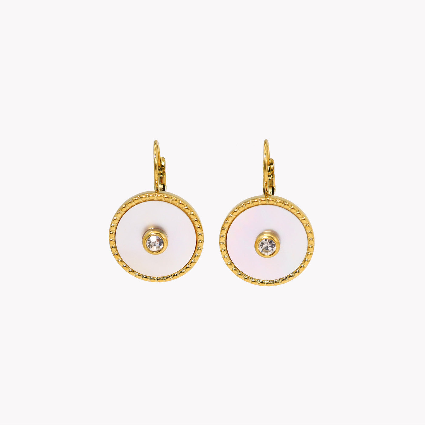 Round textured steel earrings 