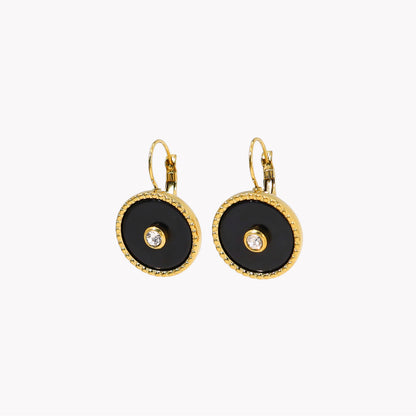 Round textured steel earrings 