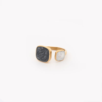 Adjustable Square Geometric Open Steel Ring