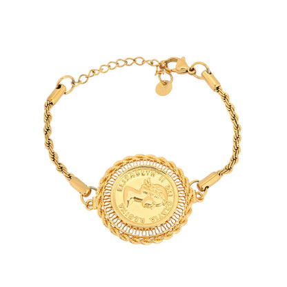 Pulseira Encantos Libra Tradicional | Liga Metais Reciclados Banho Ouro | Alma de Portugal