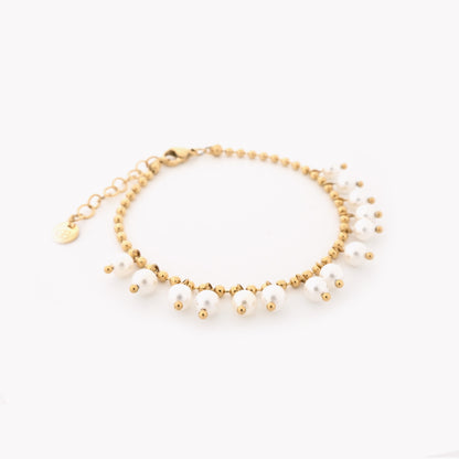 Steel bracelet with pearl pendants 