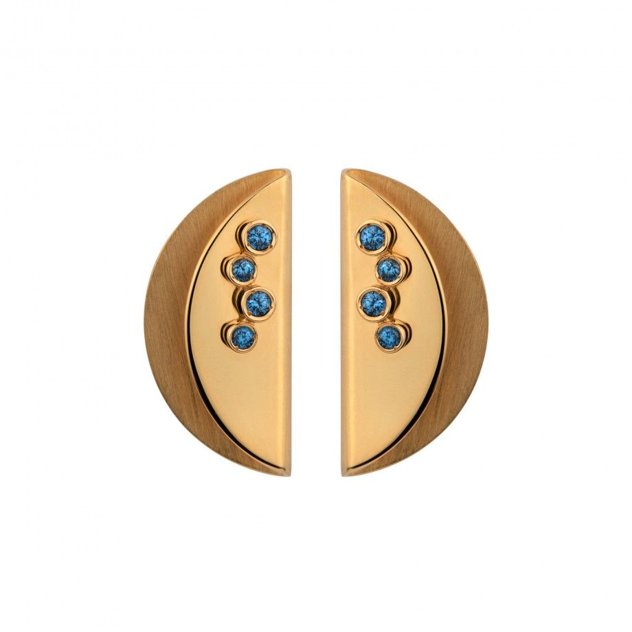 Rivière Earrings with Blue Crystals for Women | Gold Plated | Topaz