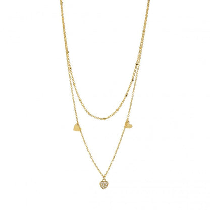 Colar Duplo Corações - Dourado Carmo Joalheiros