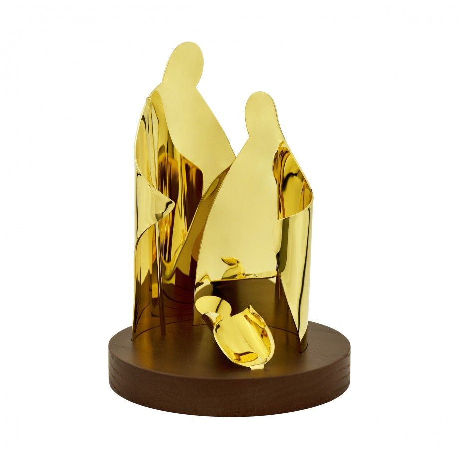 Palestinian Nativity Scene - Large Gold | 925 Sterling Silver Plated | Topaz