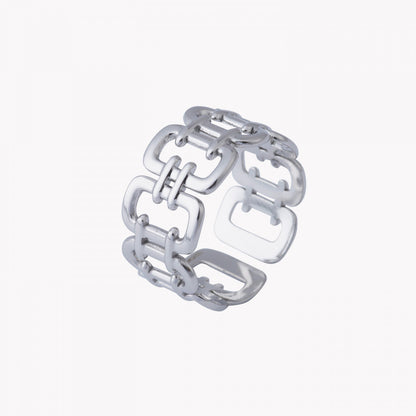 Anel ajustável aço largo - Terra de Estrelas