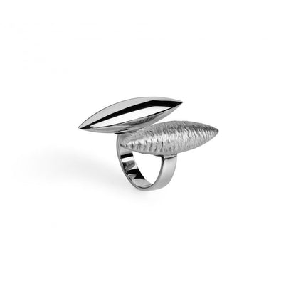 anel midnight prata Topazio 1874 anel de prata com dupla peca alongada polida e texturizada