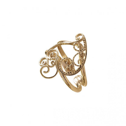 Anel coração de ouro ajustável Topázio 1874 em filigrana delicada com design vintage e acabamento polido