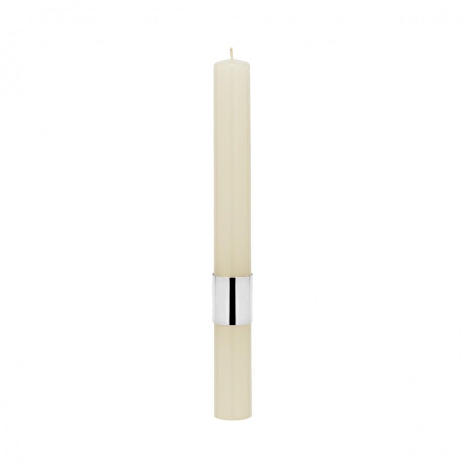 vela de batismo personalizada Topazio 1874 vela alta creme com anel prateado para cerimonia