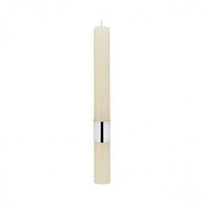 vela de batismo personalizada Topazio 1874 vela alta creme com anel prateado para cerimonia