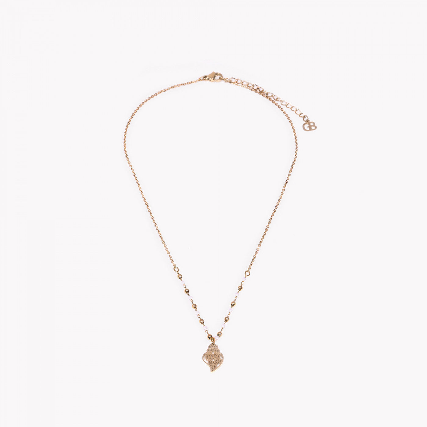 Colar coração de viana aço Carmo Joalheiros com corrente fina ajustável e pendente filigrana