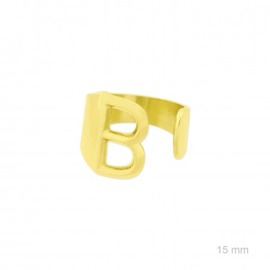 Anel de Aço com Letra Inicial Carmo Joalheiros