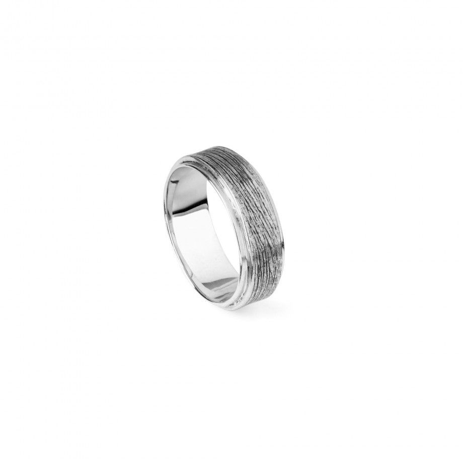 anel Topázio 1874 aliança de prata masculina com acabamento texturizado e interior polido