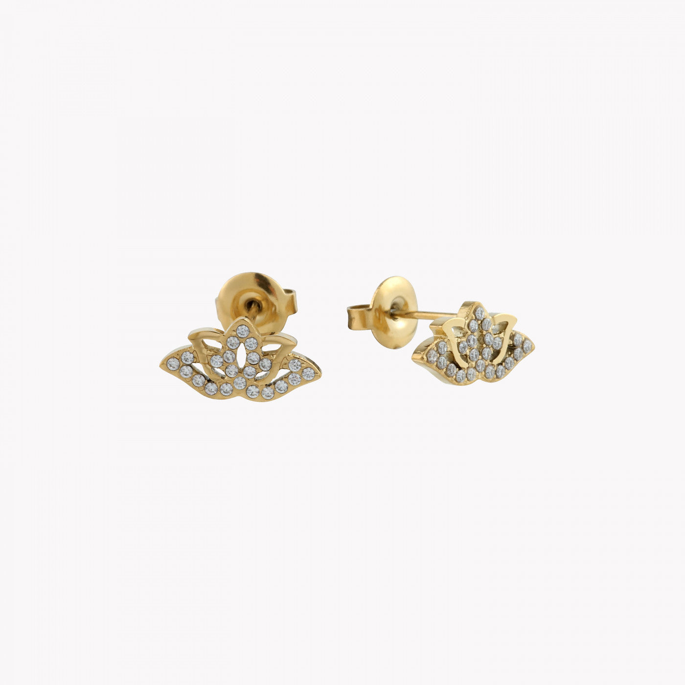 Brincos aço e zircônias flor de lótus - Terra de Estrelas